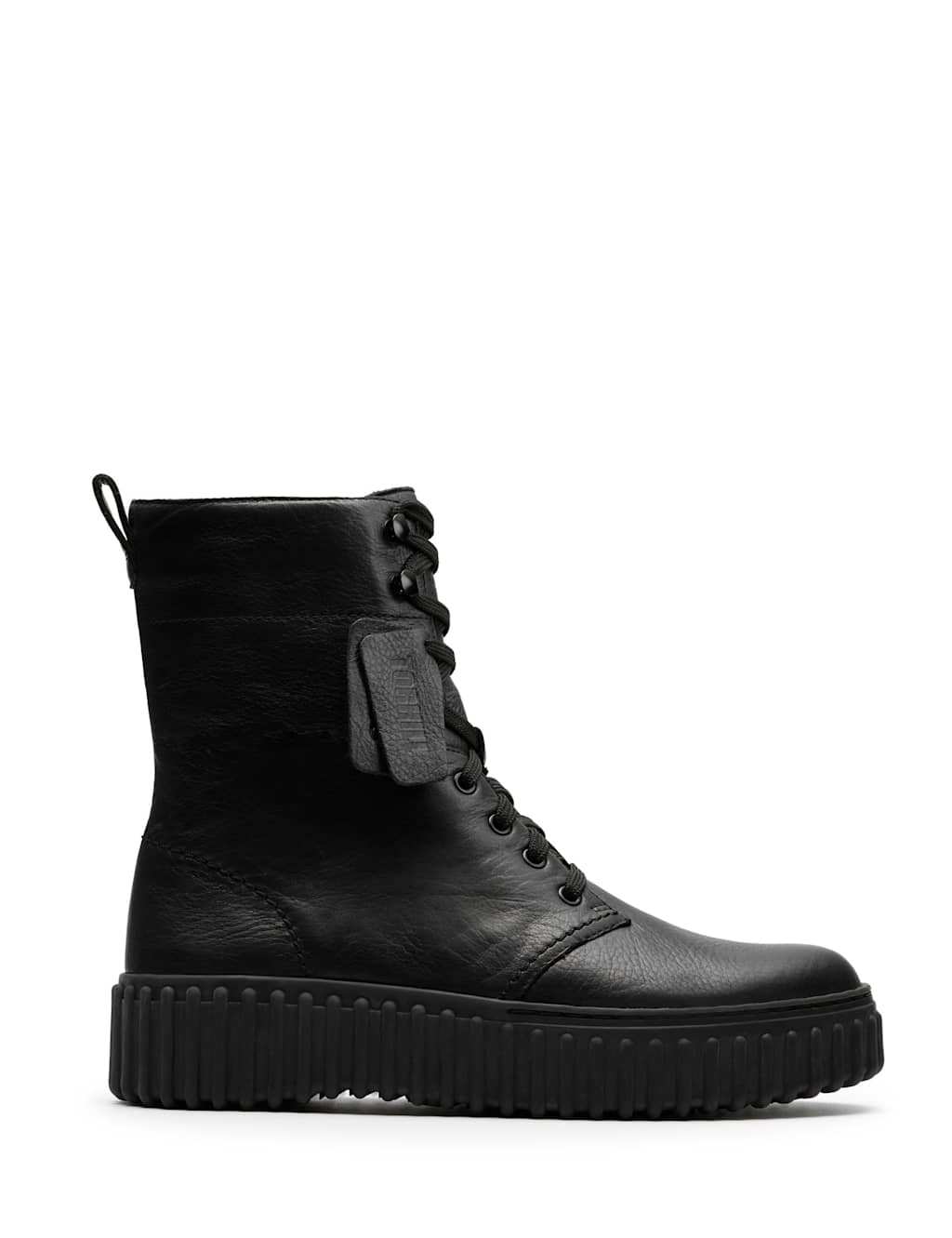 Clarks Leather Lace Up Flatform Ankle Boots Black