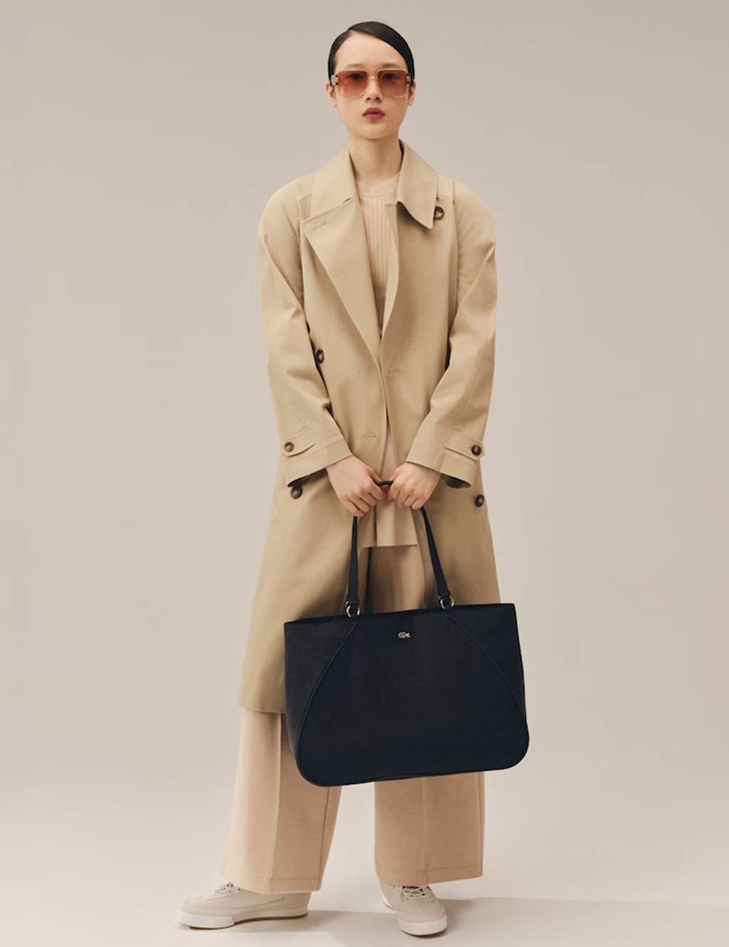 Lacoste Women's Metallic Logo Tote Bag - Black - Available at M&S
