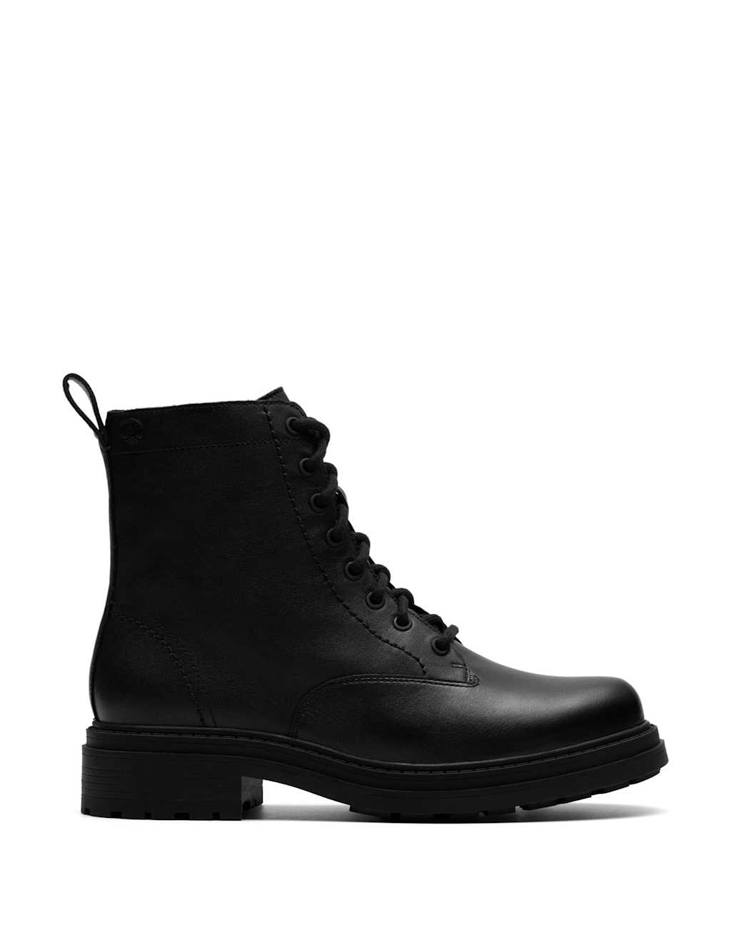 Clarks Women's Wide Fit Leather Biker Lace-Up Ankle Boots - 4½/D - Black - Available at M&S