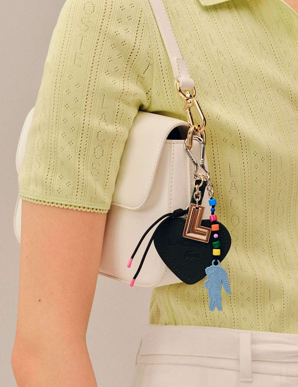 Lacoste Women's Crocodile Heart L Charms Keyring - Green - Available at M&S