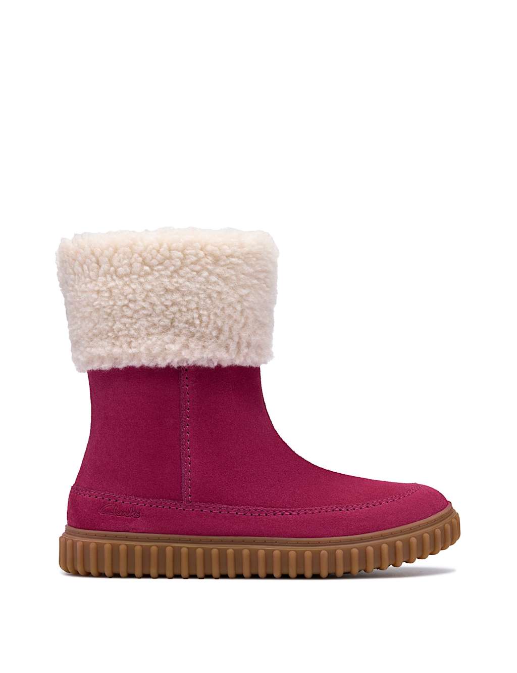 Clarks Kids' Suede Ankle Boots (10 Small - 22 Large) Berry