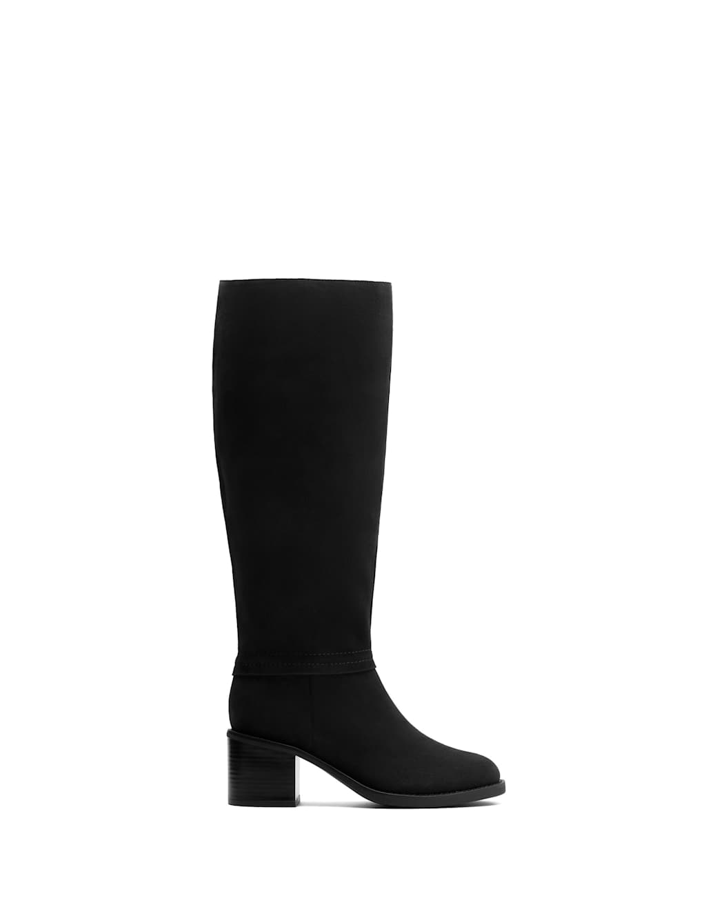 Clarks Suede Block Heel Knee High Boots Black