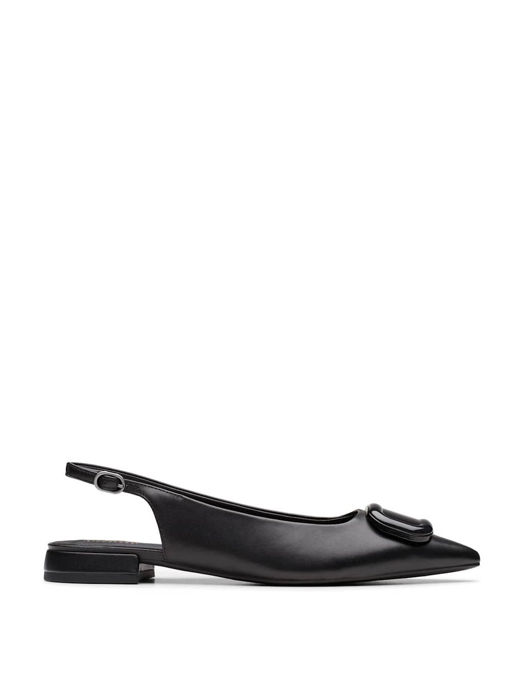 Clarks Leather Flat Pointed Slingback Shoes Black
