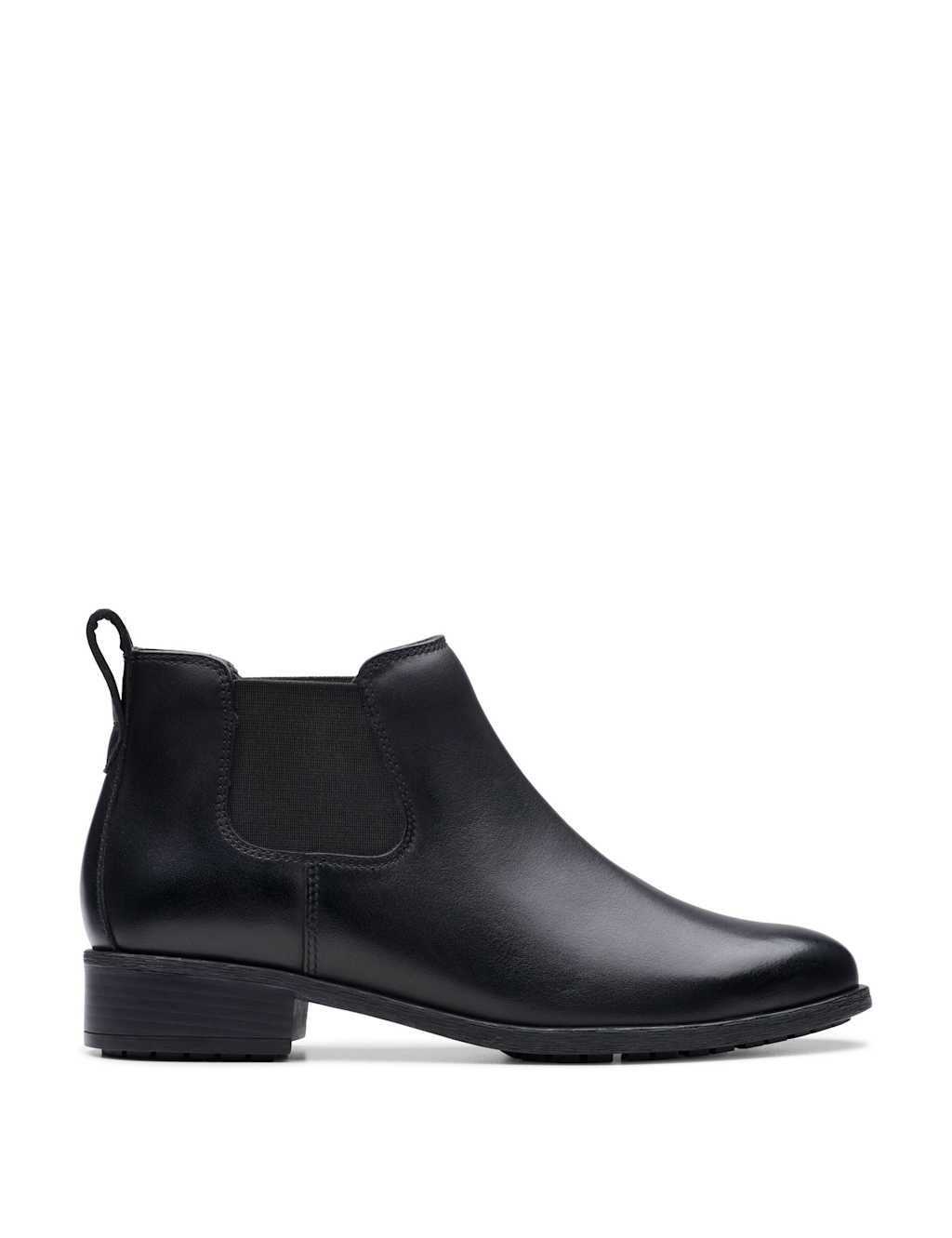 Clarks Leather Block Heel Ankle Boots Black