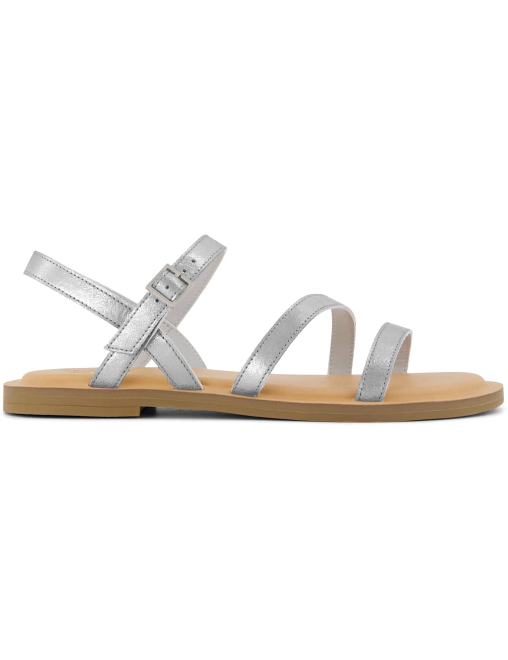 Toms Women's Leather Metallic Flat Sandals - 8 - Silver - Available at M&S