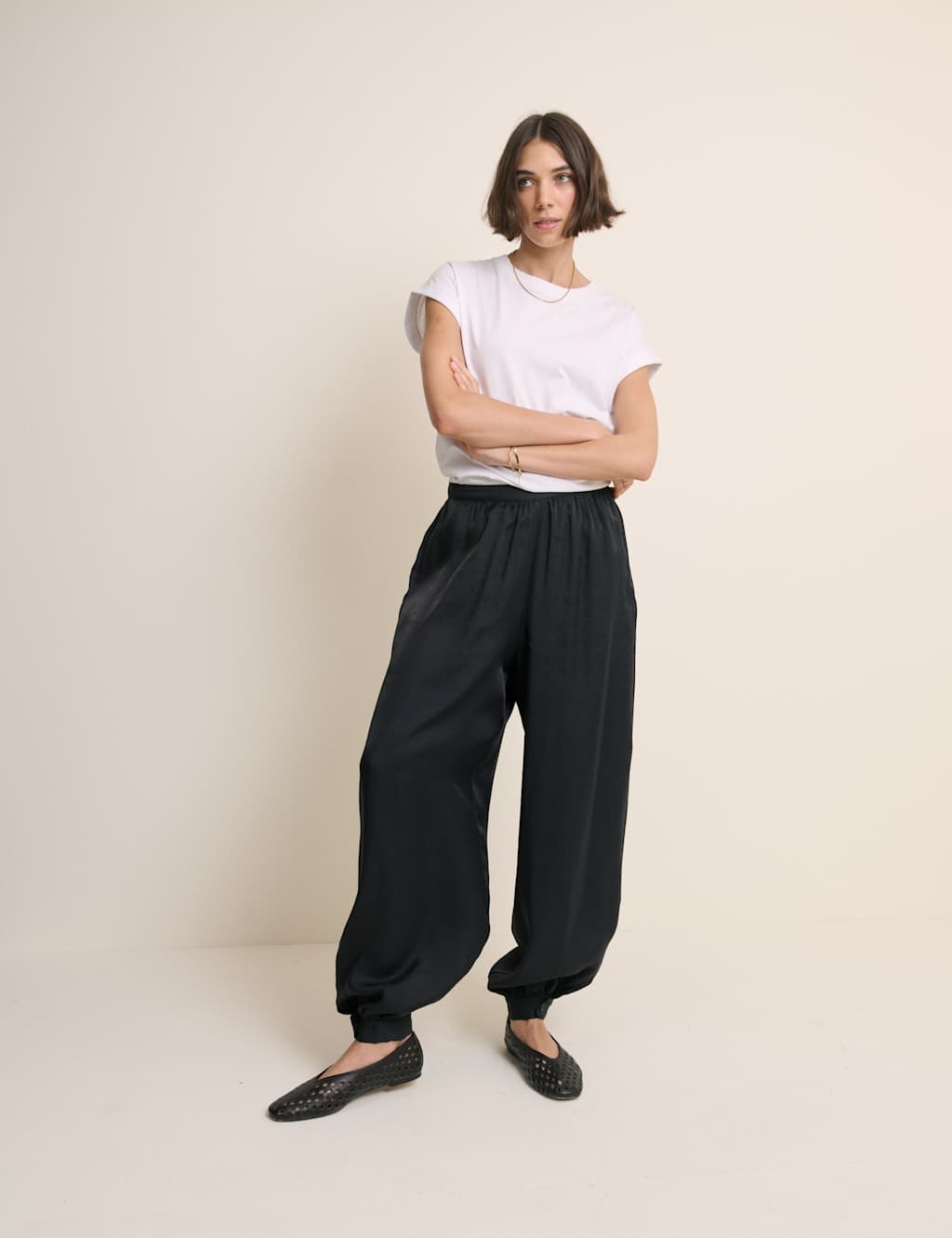 Nobody's Child Women's Button Detail Relaxed Cuffed Trousers - 12 - Cream - Available at M&S