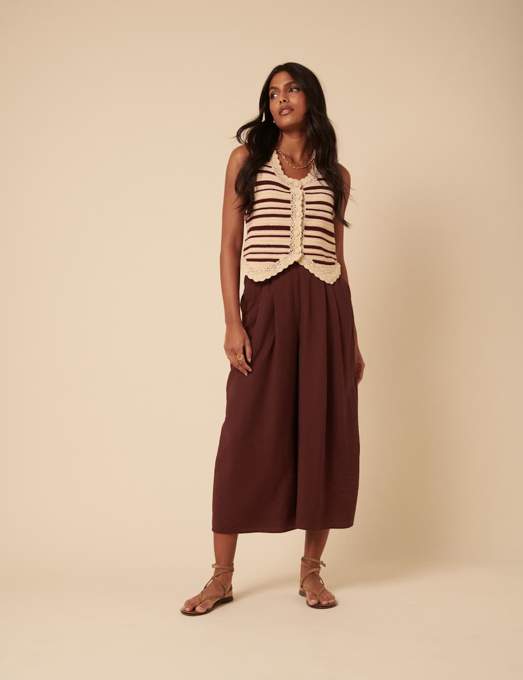 Nobody's Child Women's Wide Leg Culottes - 14 - Brown, Brown
