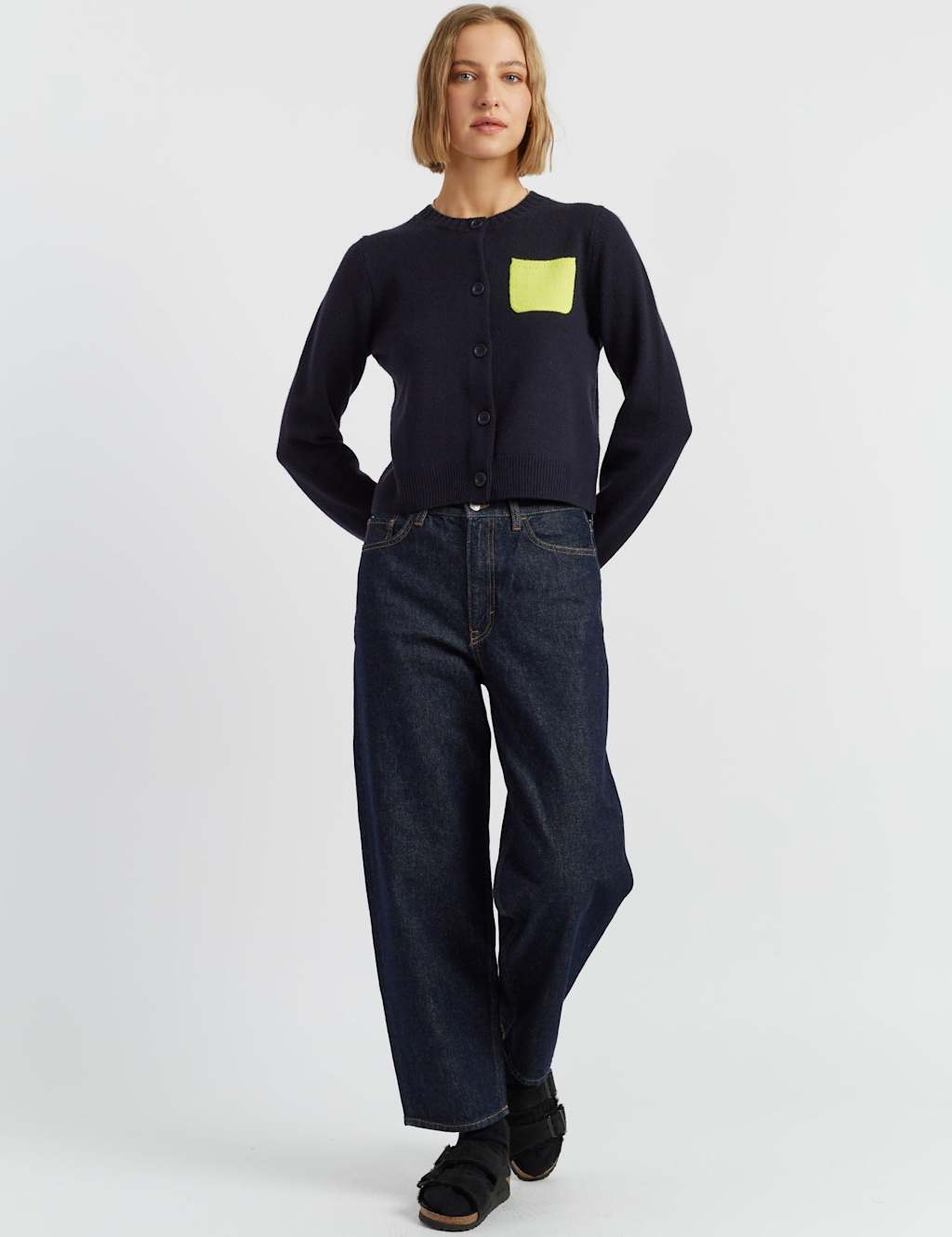 Chinti & Parker Wool Rich Pocket Detail Cardigan with Cashmere Navy