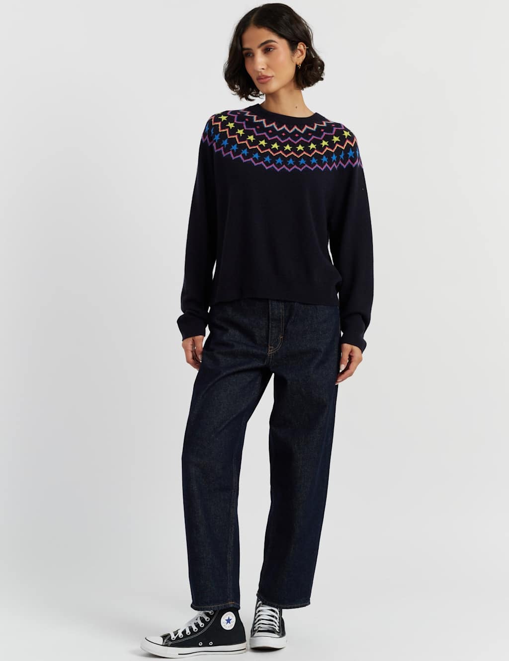 Chinti & Parker Star Design Relaxed Jumper With Cashmere Navy Mix