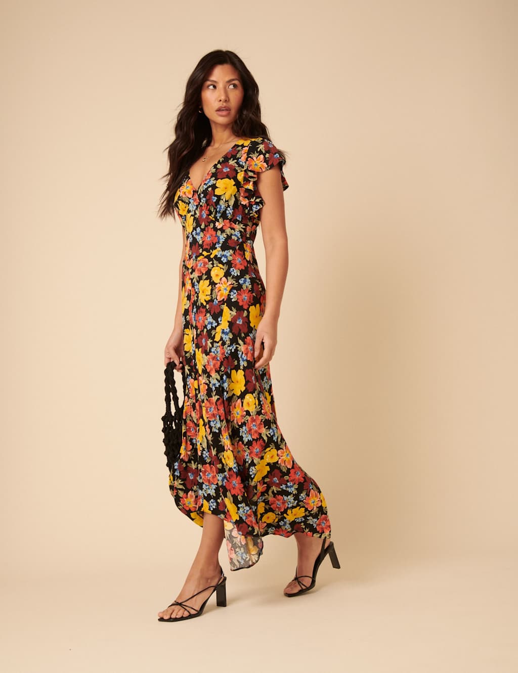 Nobody's Child Floral V-Neck Midi Dress Multi