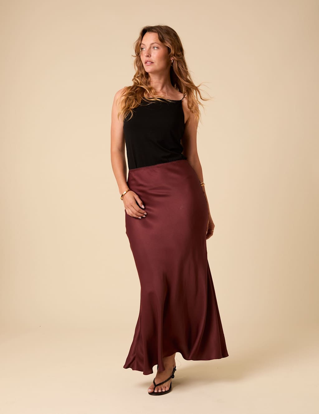 Nobody's Child Midi Slip Skirt Brown