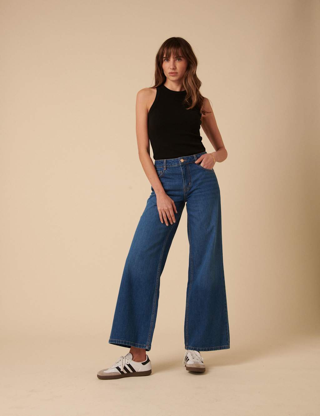 Nobody's Child Mid Rise Wide Leg Jeans Blue Denim