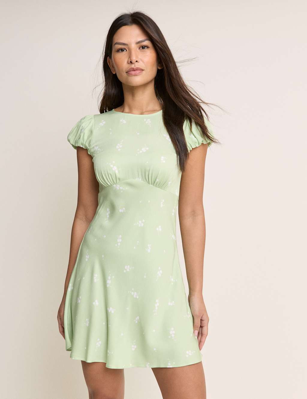 Nobody's Child Women's Printed Tie Detail Mini Tea Dress - 10 - Green Mix - Available at M&S