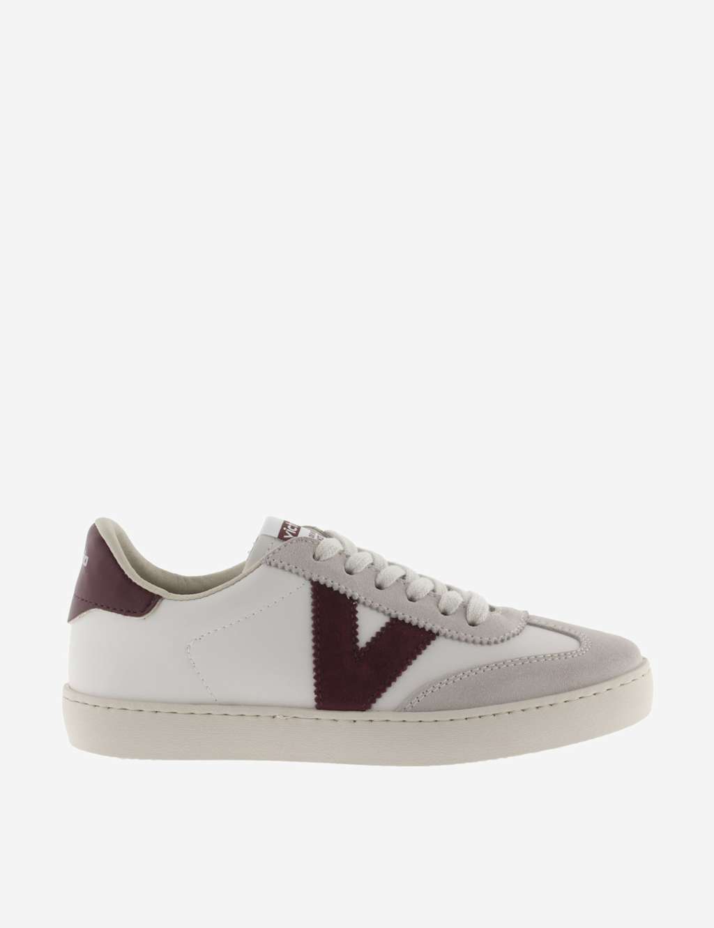 Victoria Lace Up Colour Block Trainers Burgundy