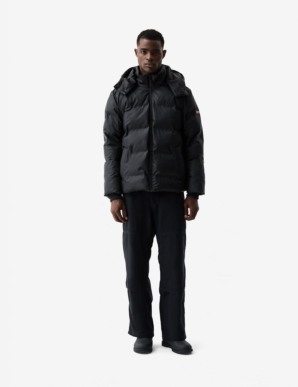 Hunter Wiley Hooded Puffer Jacket Black