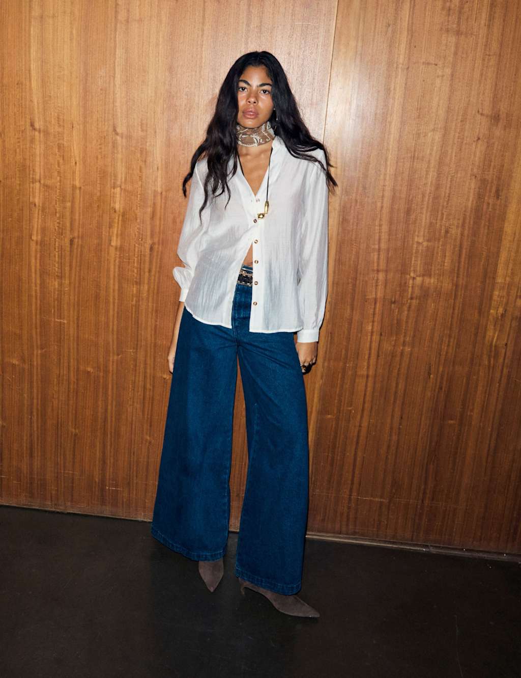 Never Fully Dressed Lyocell Rich Collared Relaxed Shirt White