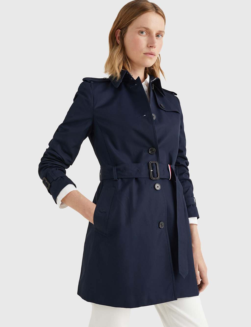 Tommy Hilfiger Heritage Pure Cotton Belted Trench Coat Navy