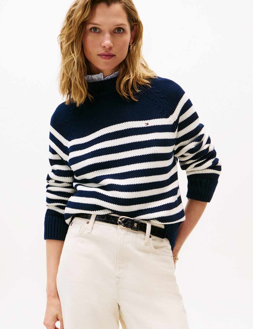 Tommy Hilfiger Pure Cotton Striped Jumper Blue Mix