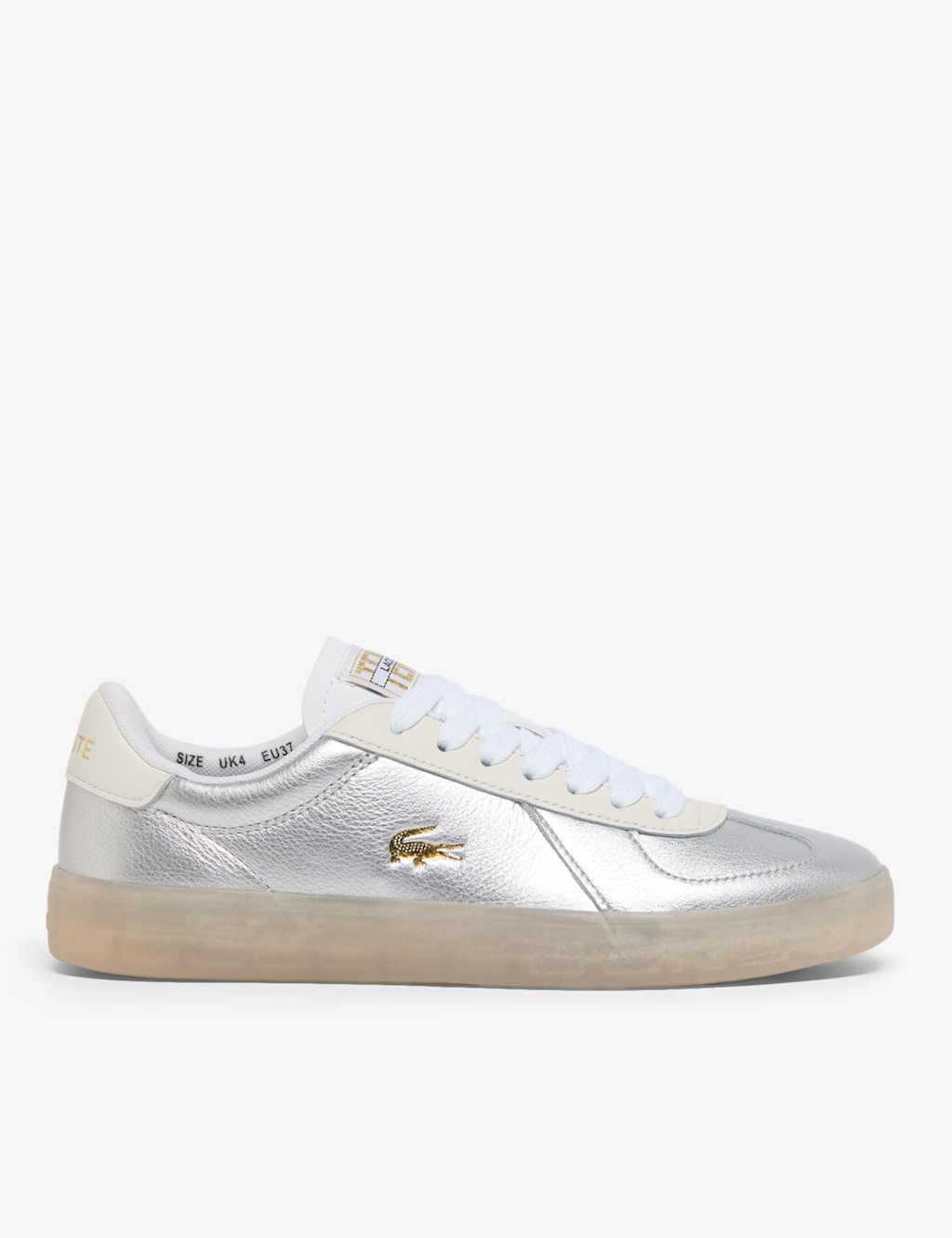 Lacoste Women's Baseshot Pro Leather Metallic Trainers - 8 - Silver Mix - Available at M&S