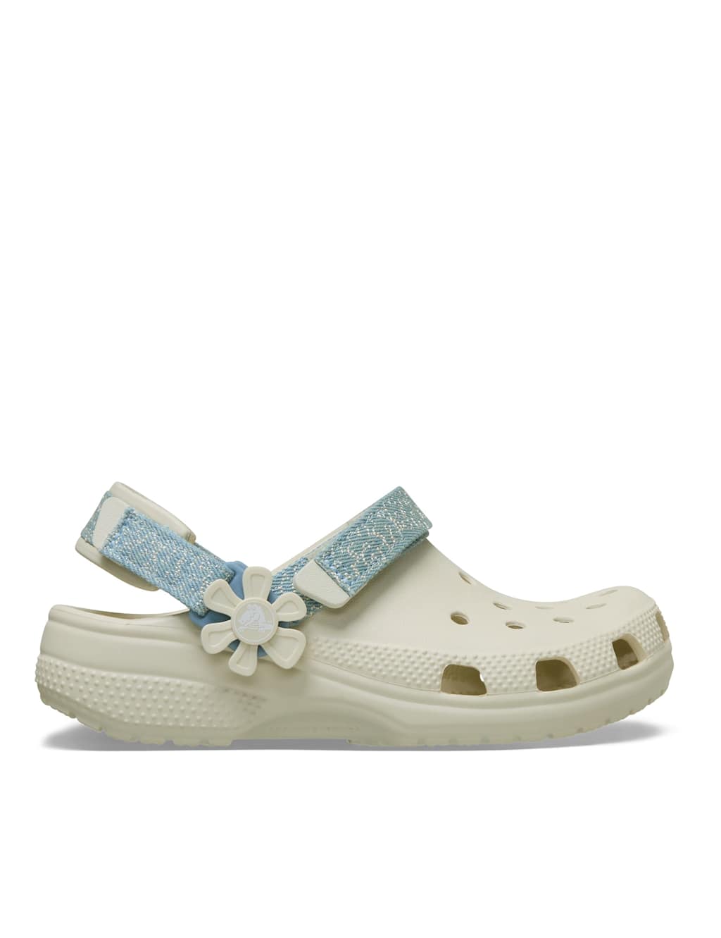 Crocs Girls Classic Denim Clogs (11 Small-3 Large) - 11 - White Mix - Available at M&S