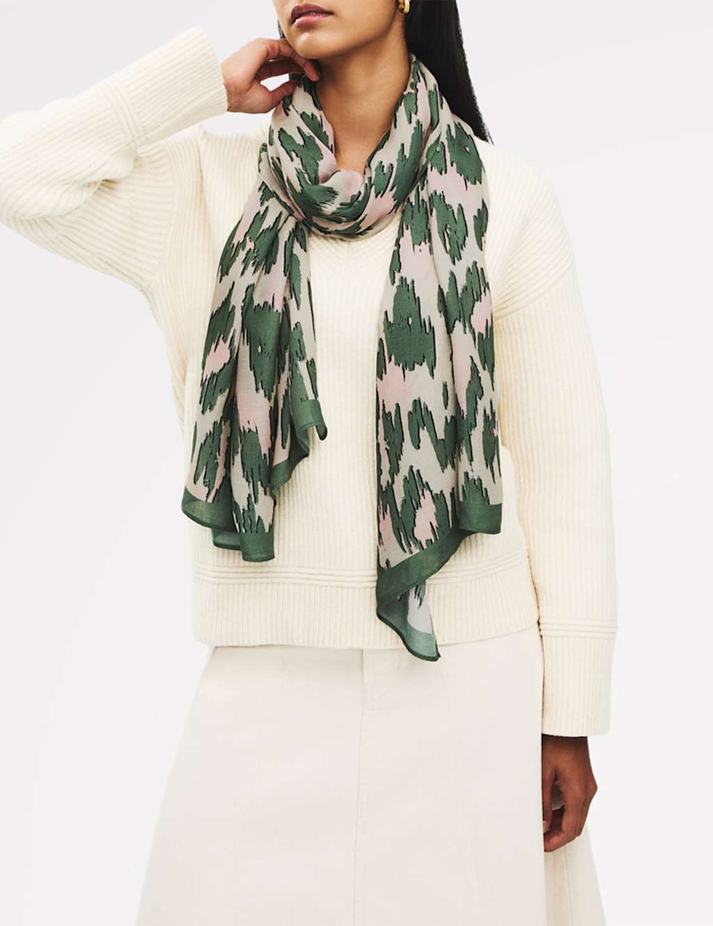 Radley Modal Blend Leopard Print Scarf Beige