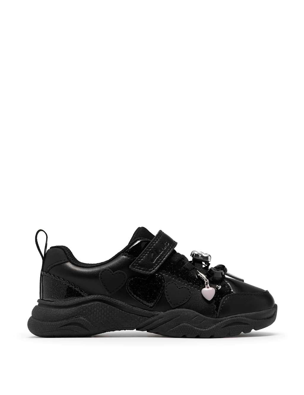 Clarks Girls Leather Riptape School Shoes (13 ½ Small - 2½ Large) - 11½ - Black - Available at M&S