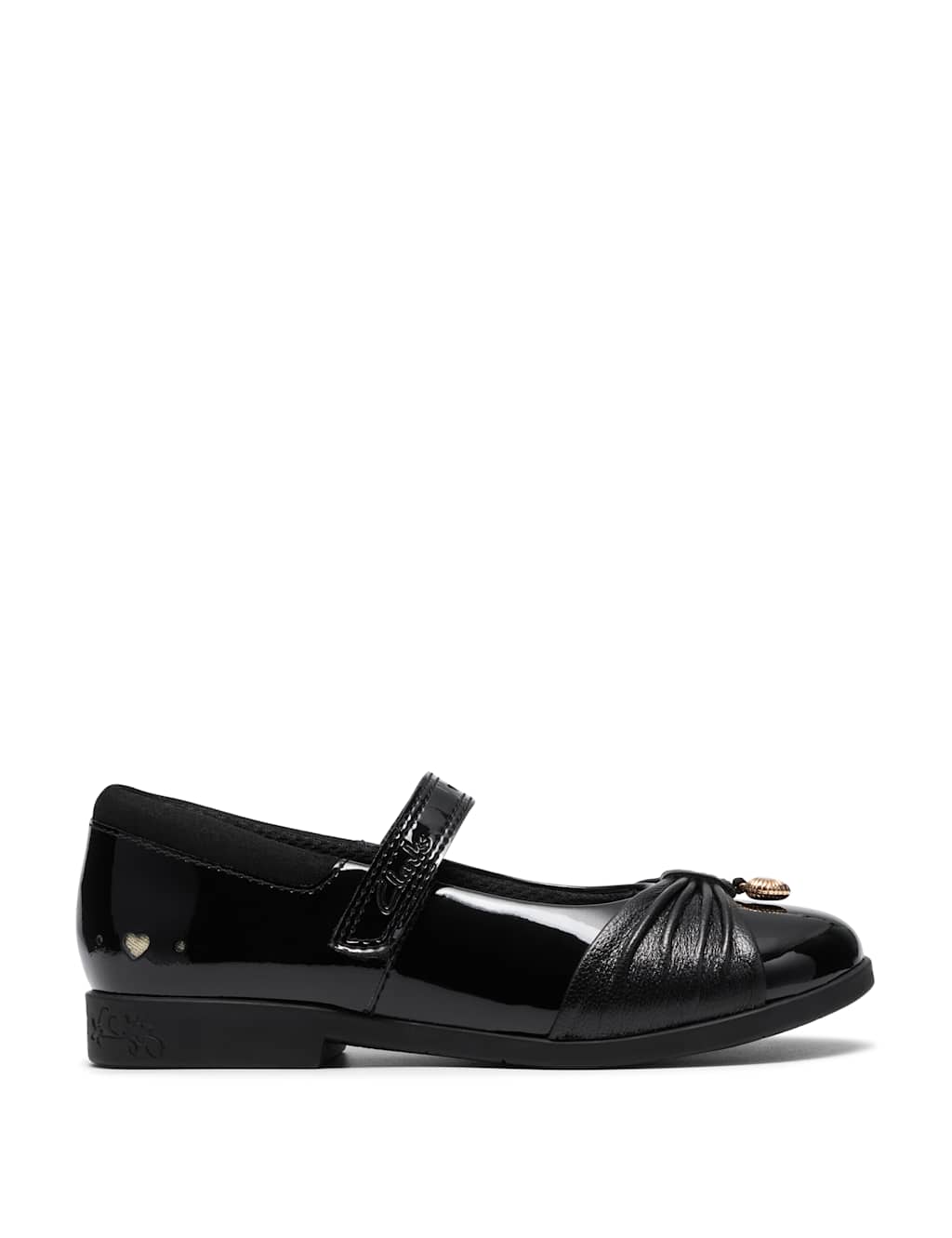 Clarks Girls Leather Riptape Mary Jane School Shoes (13 ½ Small - 2½ Large) - 8½ - Black - Available at M&S