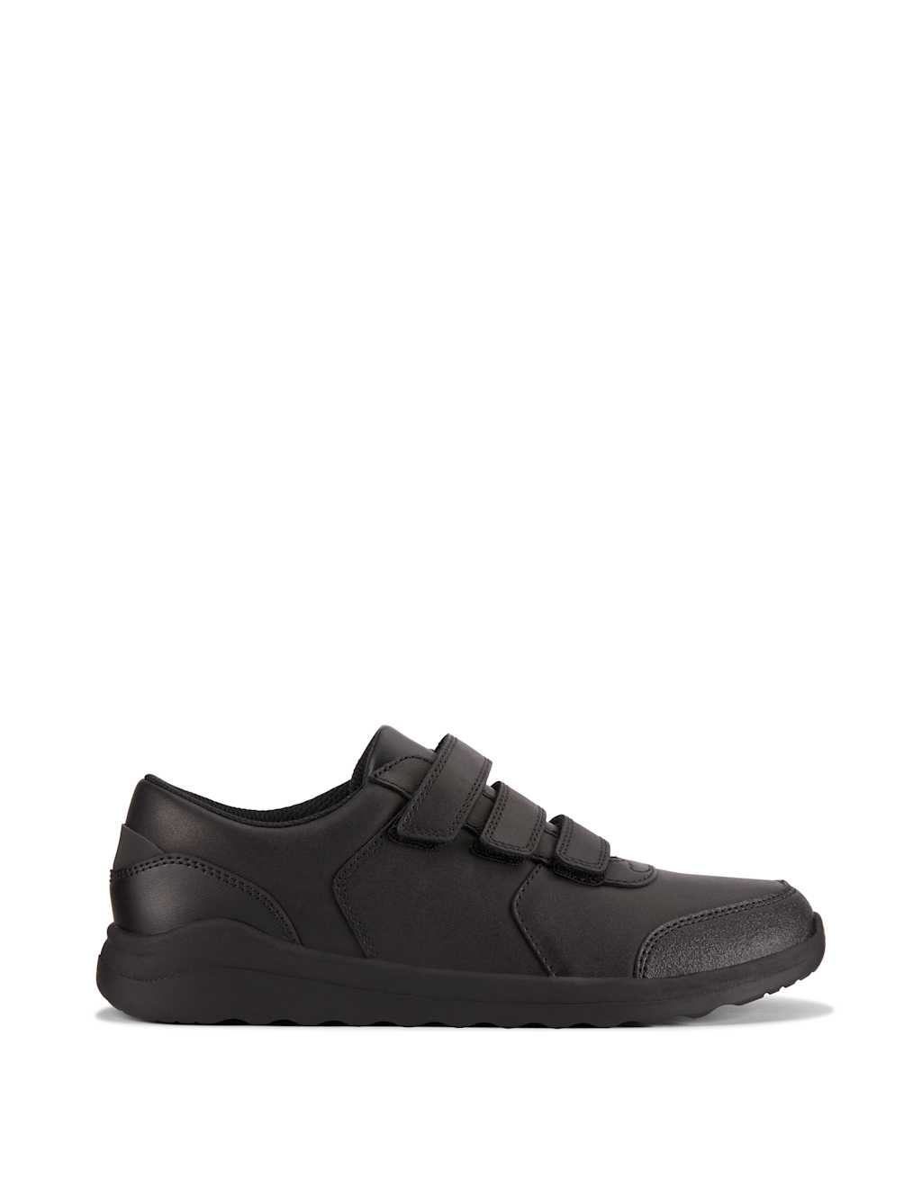 Clarks Boys Leather Riptape School Shoes (3 Large - 8 Large) - 4 - Black - Available at M&S
