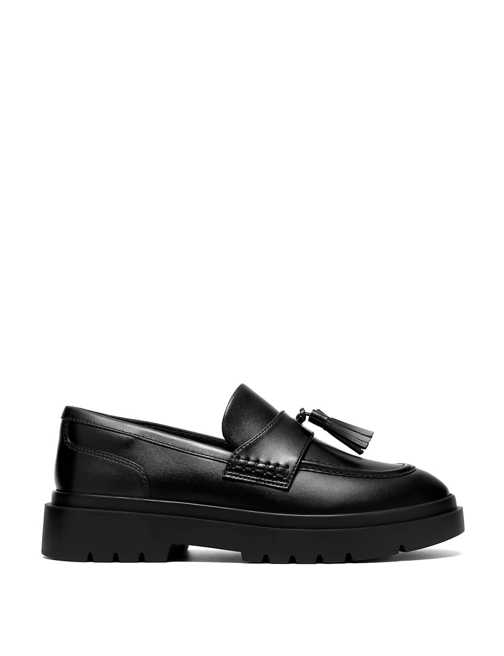 Clarks Girls Leather Slip On Loafers (3-6 Large) - 6 - Black - Available at M&S