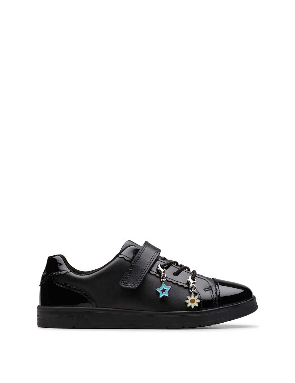 Clarks Girls Leather Riptape School Shoes (10 Small-2 ½ Large) - 10 - Black - Available at M&S