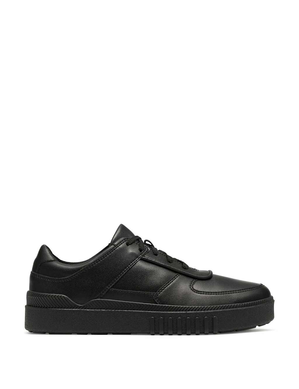 Clarks Boys Leather Lace Up Shoes (3-7 Large) - 4 - Black - Available at M&S