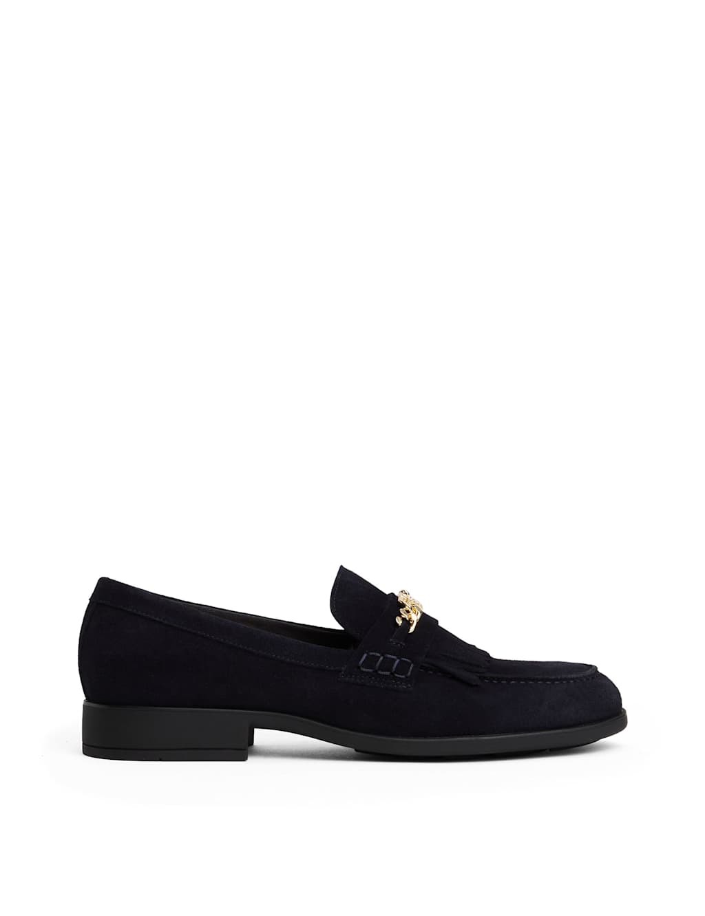 Tommy Hilfiger Suede Chain Detail Loafers Navy