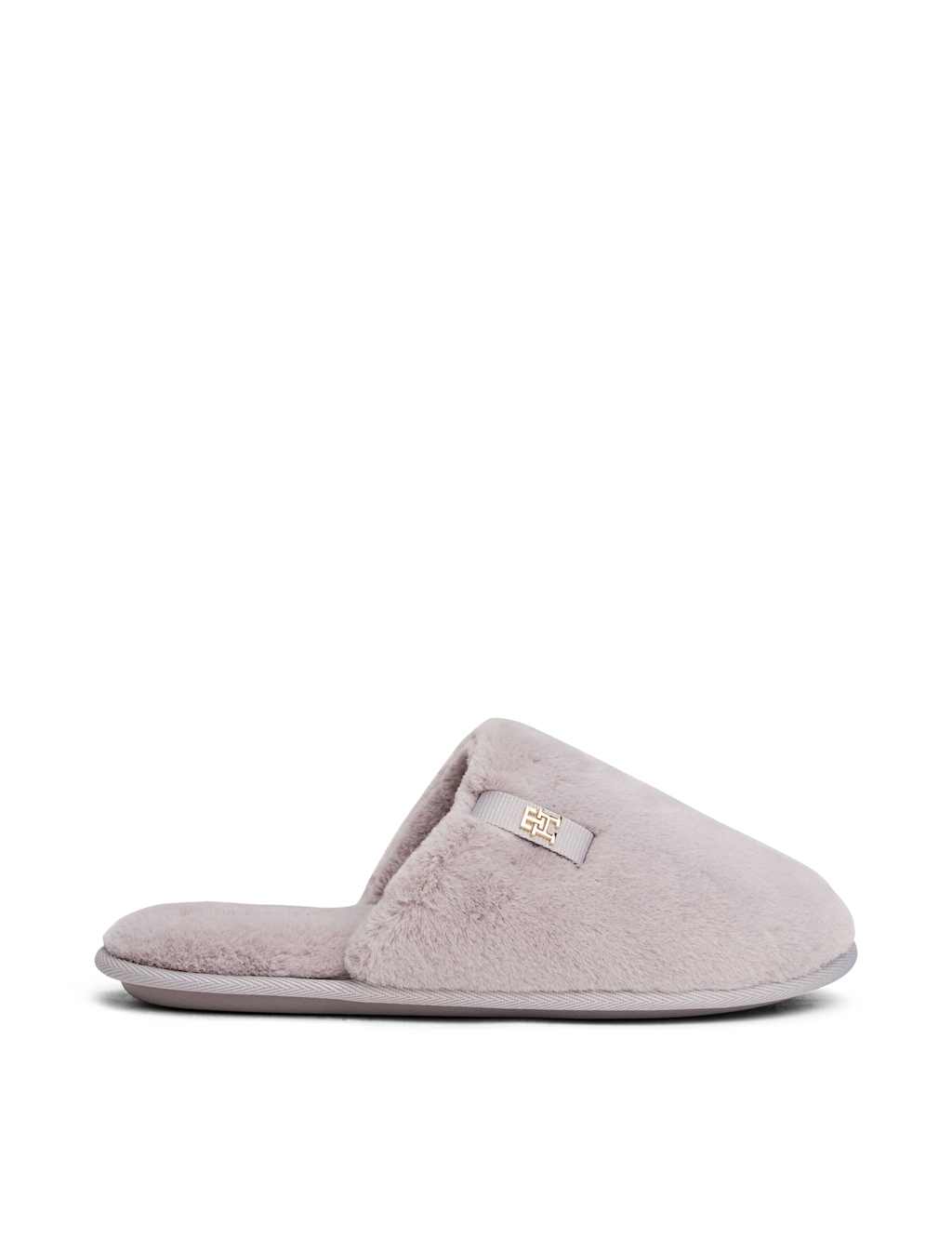Tommy Hilfiger Faux Fur Mule Slippers Lilac