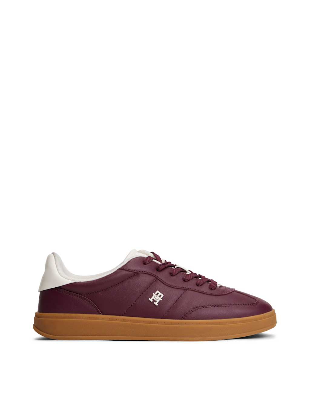 Tommy Hilfiger Heritage Shiny Leather Lace Up Trainers Brown