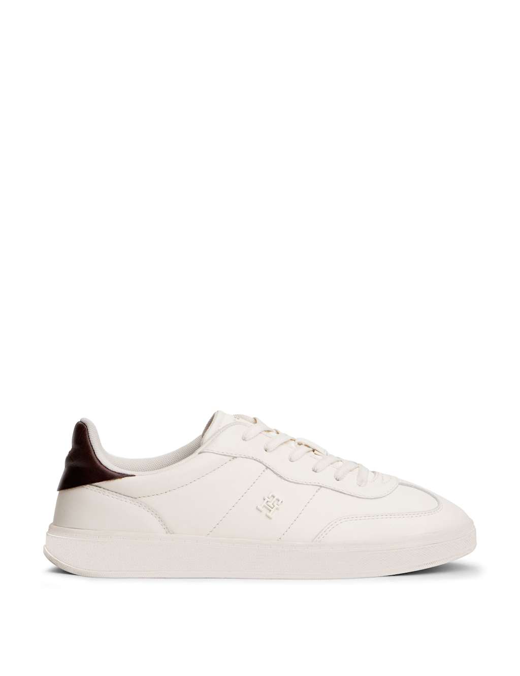 Tommy Hilfiger Heritage Shiny Leather Lace Up Trainers White