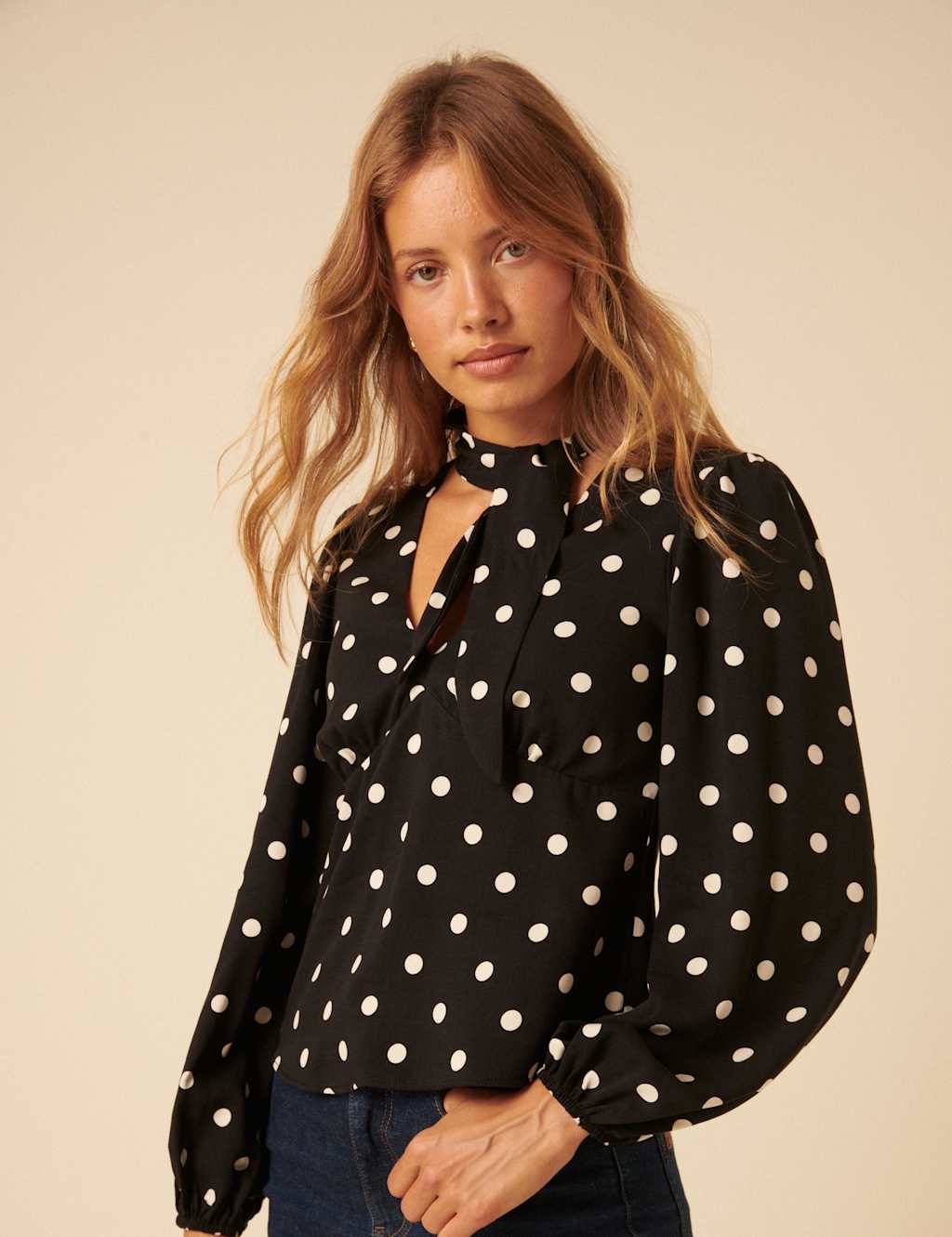 Nobody's Child Women's Neck Tie Detail Blouse - 12 - Navy, Navy