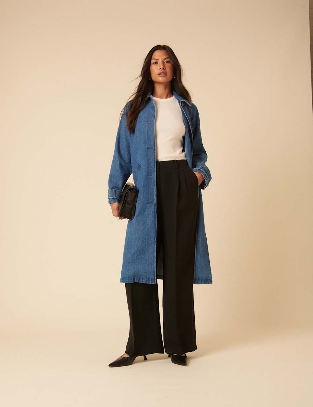 Nobody's Child Women's Denim Longline Trench Coat - 10, Denim
