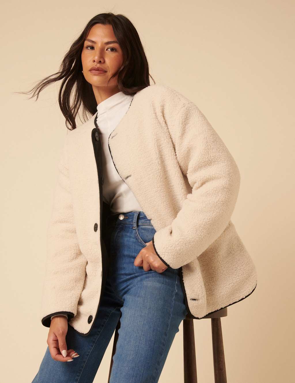 Nobody's Child Reversible Relaxed Puffer Jacket Ivory