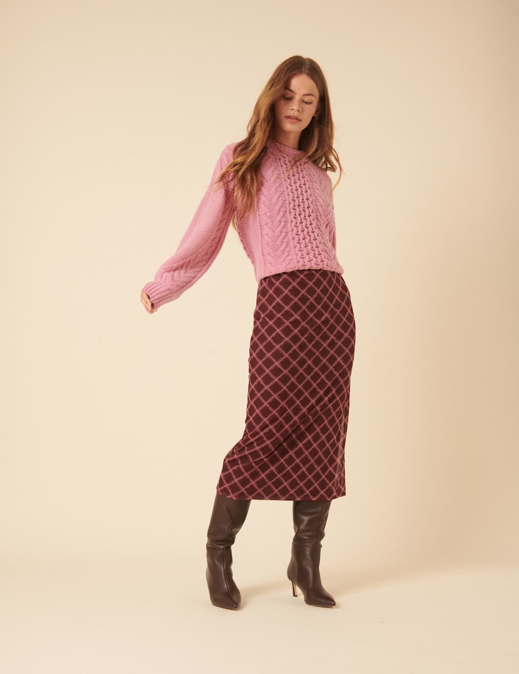 Nobody's Child Wool Blend Cable Knit Jumper Pink