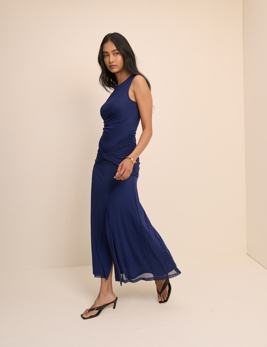 Nobody's Child Women's Twist Front Midi Bodycon Dress - 14 - Blue - Available at M&S