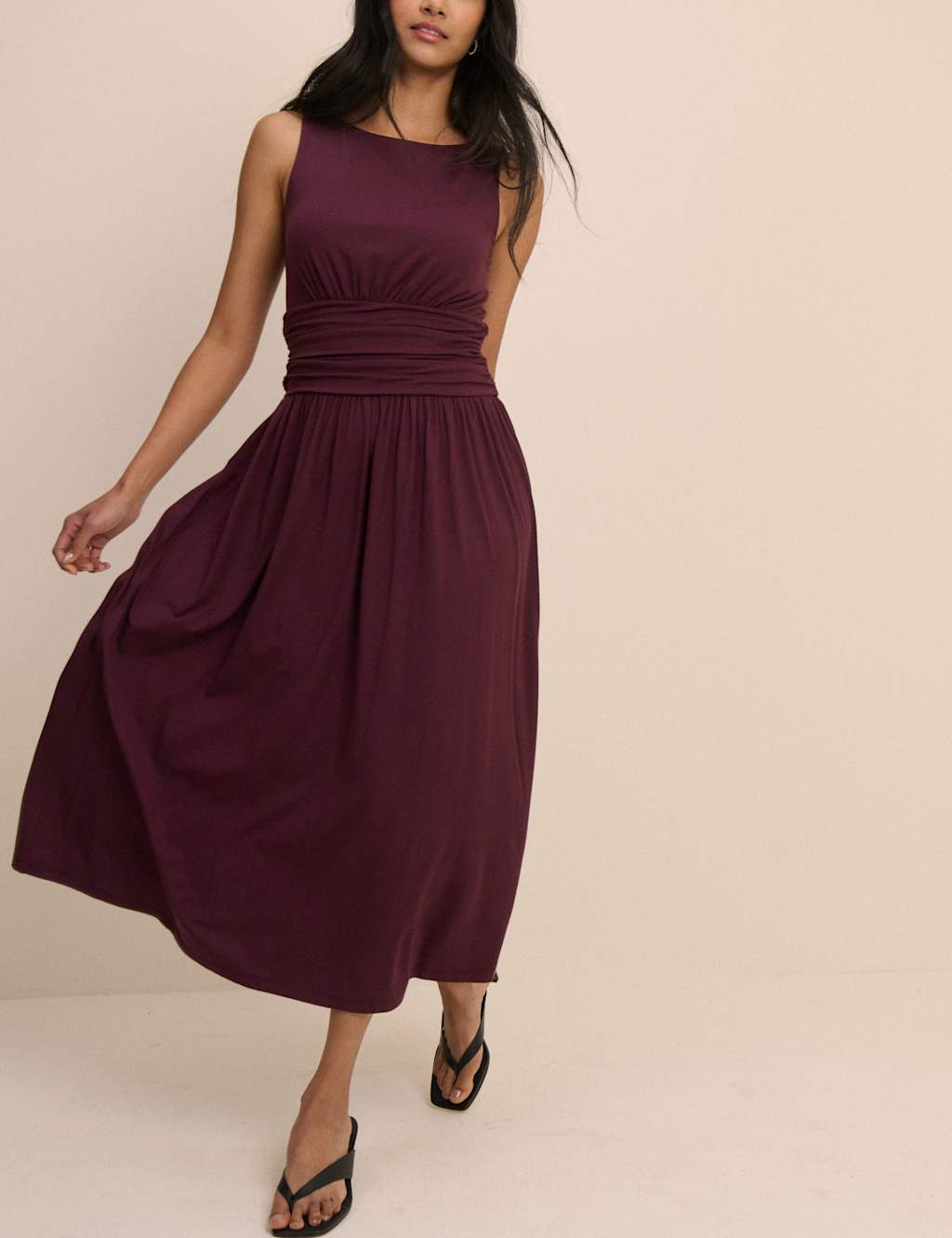 Nobody's Child Women's Slash Neck Midi Waisted Dress - 18 - Purple - Available at M&S