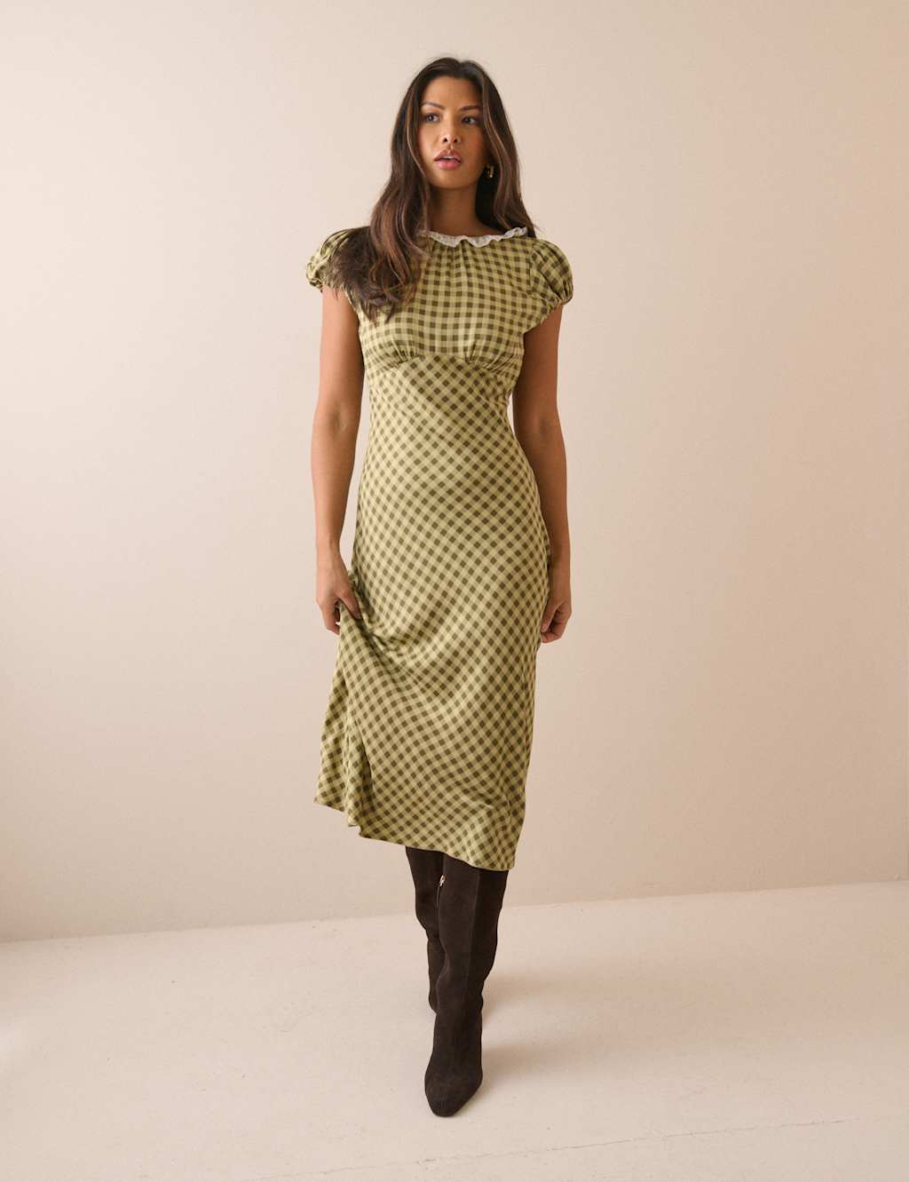 Nobody's Child Women's Checked Midi Skater Dress - 16 - Green - Available at M&S