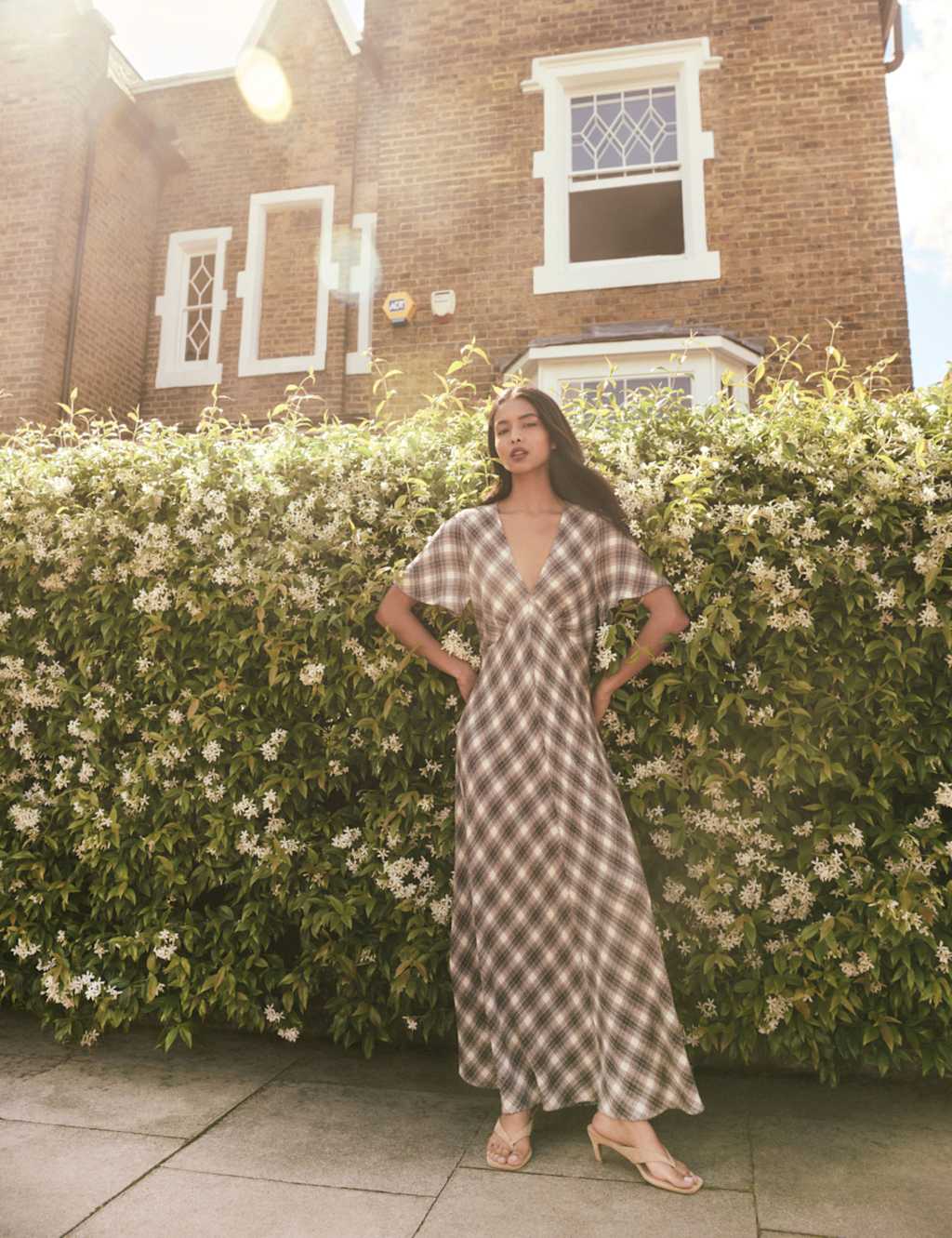 Nobody's Child Women's Checked V-Neck Midi Tea Dress - 18 - White - Available at M&S