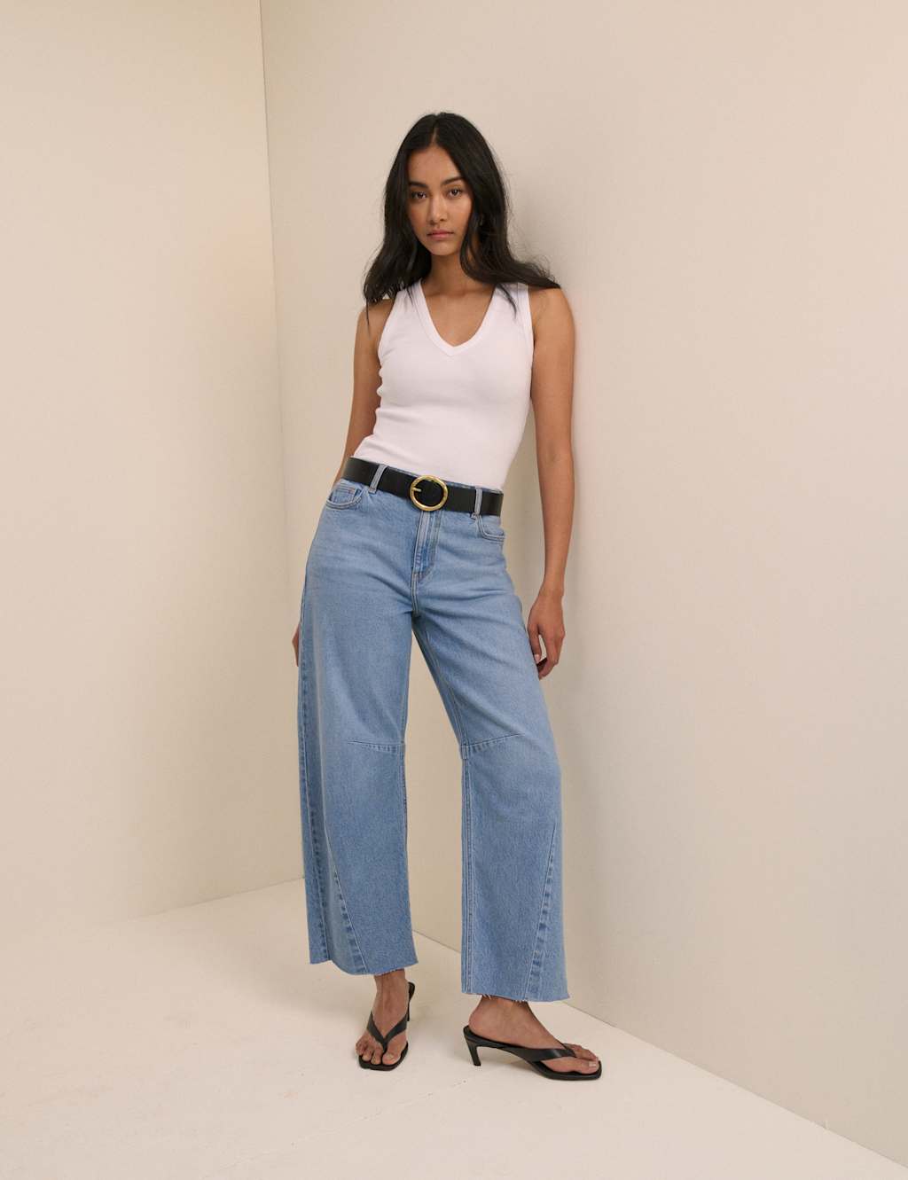Nobody's Child Women's High Waisted Barrel Leg Jeans - 18 - Blue - Available at M&S