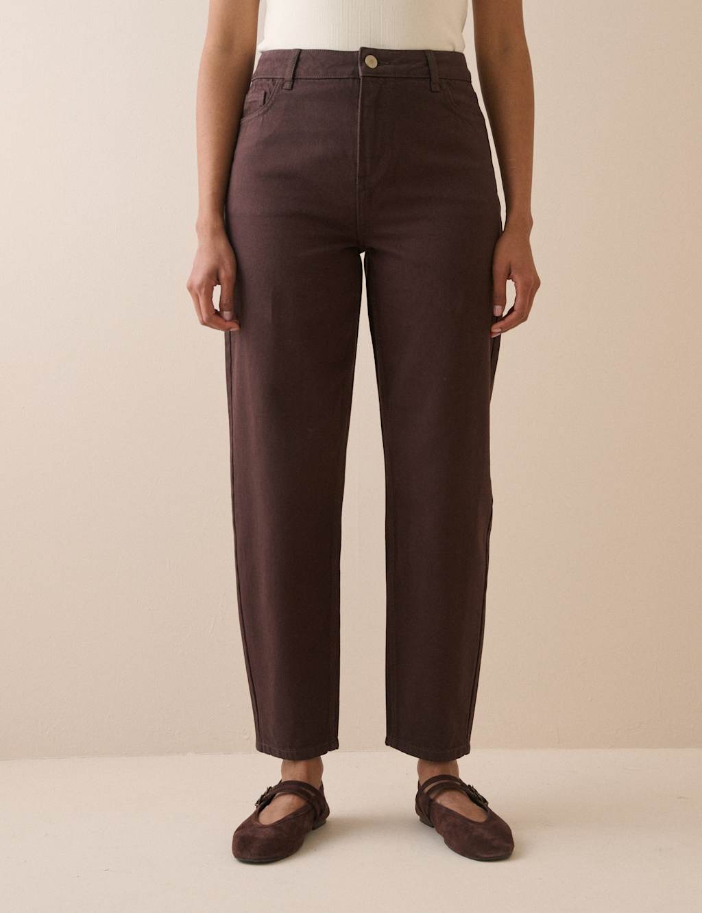 Nobody's Child Women's High Waisted Barrel Jeans - 10 - Chocolate - Available at M&S