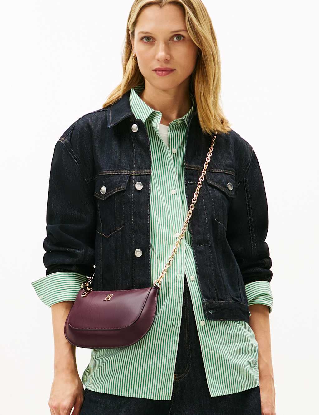 Tommy Hilfiger Glam Mini Chain Strap Cross Body Bag Burgundy