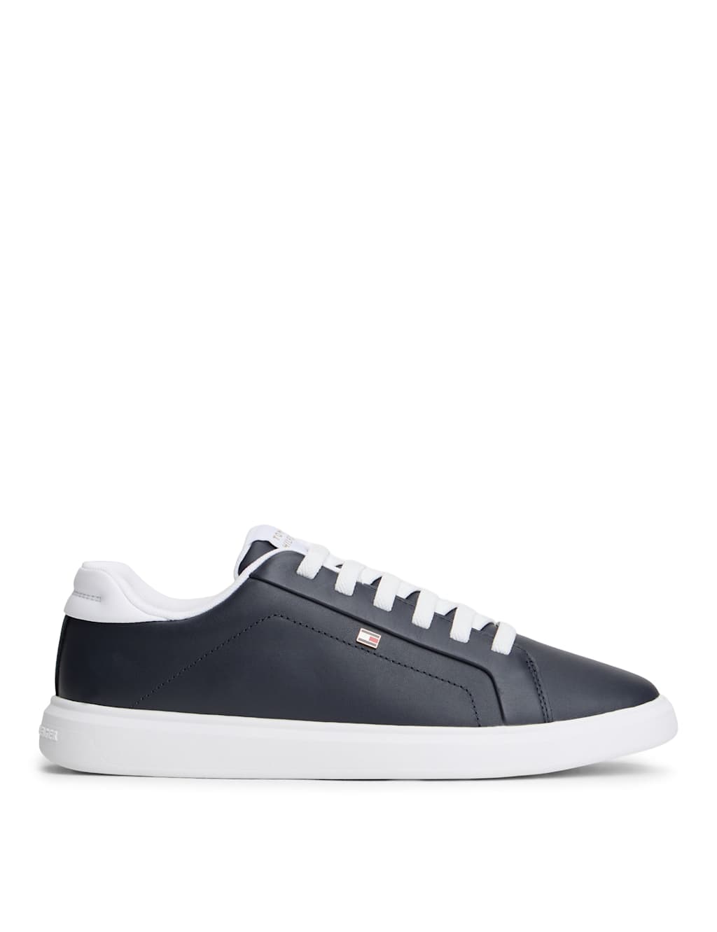 Tommy Hilfiger Leather Lace Up Trainers Dark Navy