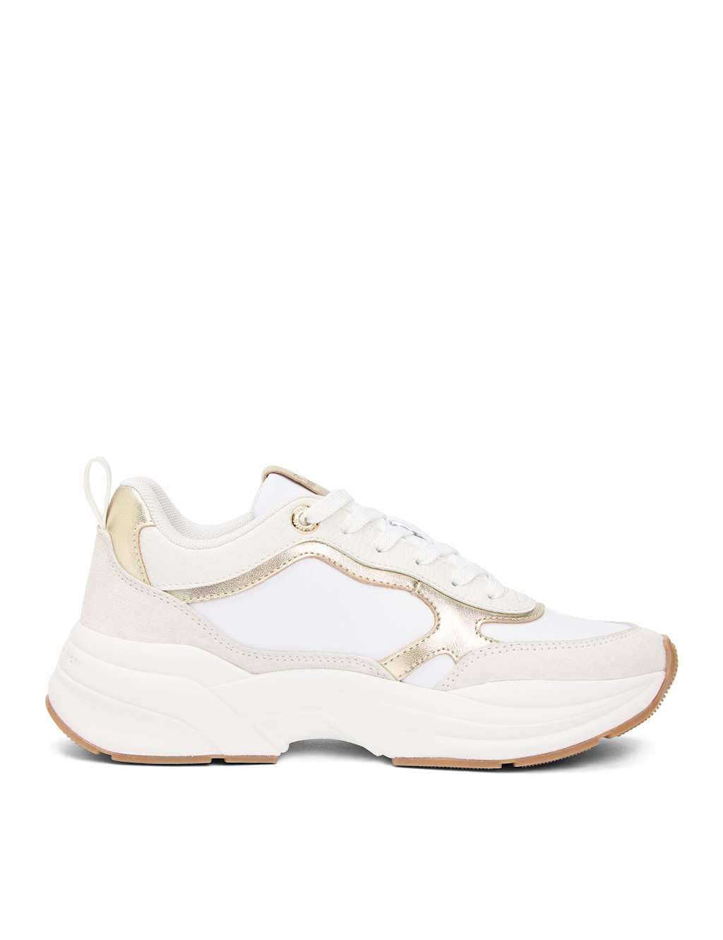 Tommy Hilfiger Women's Leather Metallic Chunky Trainers - 37 - White Mix - Available at M&S