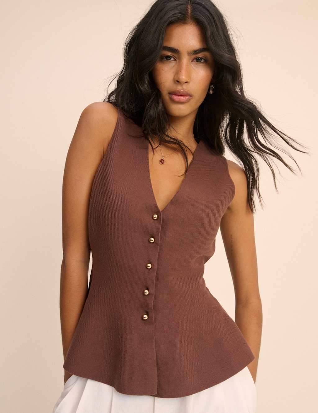 Nobody's Child Women's Knitted Waistcoat - Small - Brown - Available at M&S
