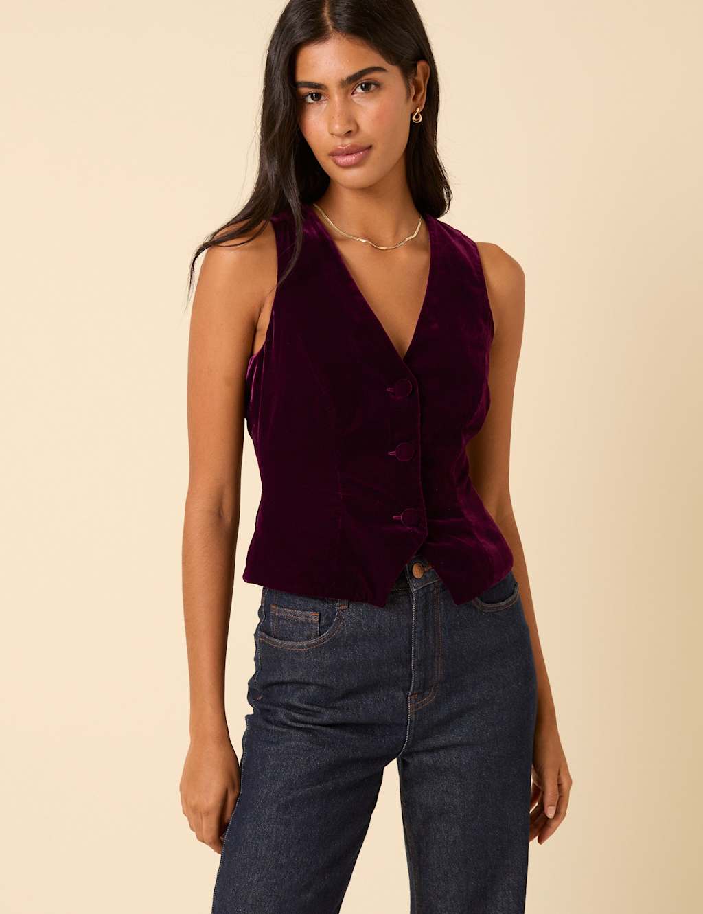 Nobody's Child Women's Velvet Waistcoat - 12 - Purple, Purple